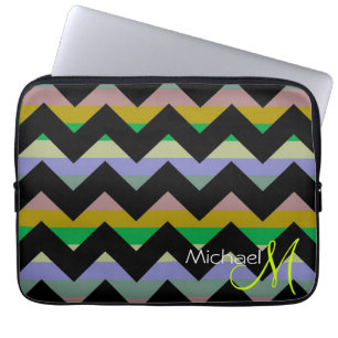 Funda Para Portátil Monograma Personalizado Colorido Chevron Zigzag 7