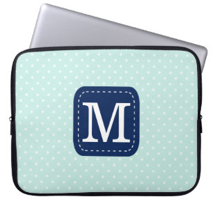 Funda Para Portátil Monograma Personalizado del patrón de puntos de po