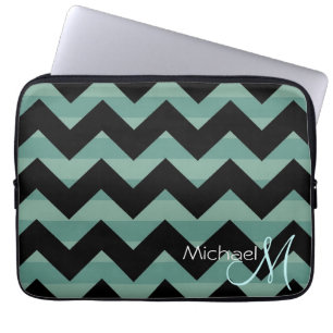 Funda Para Portátil Monograma Personalizado Moderno Chevron Zigzag 10