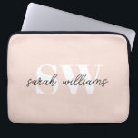 Funda Para Portátil Monograma personalizado moderno Rosa<br><div class="desc">Monograma moderno personalizado Nombre funda para portátil rosa</div>