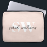 Funda Para Portátil Monograma personalizado moderno Rosa<br><div class="desc">Monograma moderno personalizado Nombre funda para portátil rosa</div>