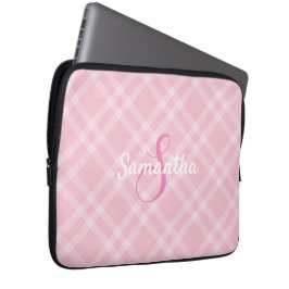 Funda Para Portátil Monograma personalizado y nombre Cuadros de cuadro