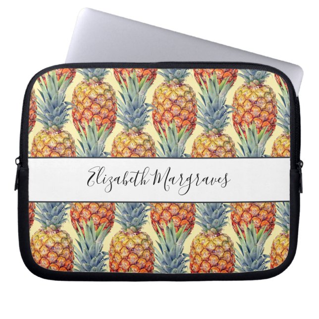Funda Para Portátil Monograma piña tropical (Frente)