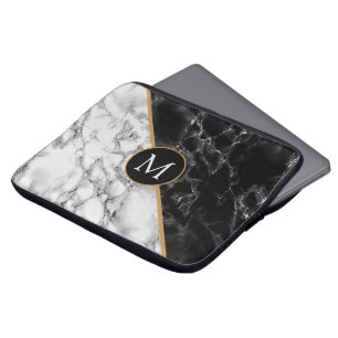 Funda Para Portátil Monograma Portátil Sleed Lápida de Mármol Blanco N