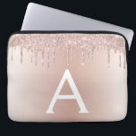 Funda Para Portátil Monograma Purpurina Rubor Rosa Gold<br><div class="desc">Purpurina Rubor Rosa Gold Metallic Dripping y Funda Monograma elegante y moderno. Este funda puede ser personalizado para incluir su nombre inicial y su primer nombre y hace un gran Navidad de niñas o un regalo de cumpleaños Sweet 16.</div>