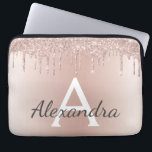 Funda Para Portátil Monograma Purpurina Rubor Rosa Gold<br><div class="desc">Purpurina Rubor Rosa Gold Metallic Dripping y Funda Monograma elegante y moderno. Este funda puede ser personalizado para incluir su nombre inicial y su primer nombre y hace un gran Navidad de niñas o un regalo de cumpleaños Sweet 16.</div>