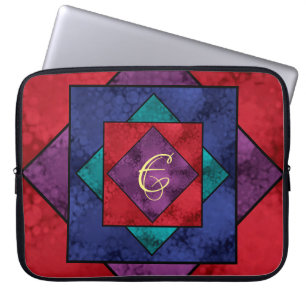 Funda Para Portátil Monograma Quilt Square