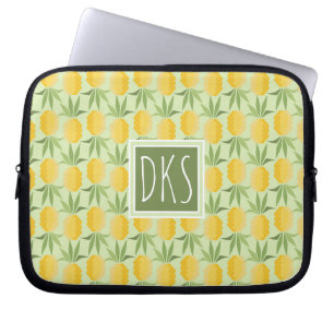 Funda Para Portátil Monograma retro de las piñas el