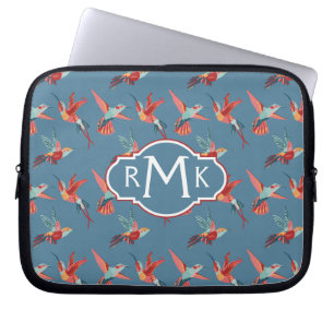 Funda Para Portátil Monograma retro del modelo el del colibrí