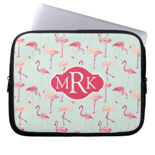 Funda Para Portátil Monograma retro del modelo el del flamenco