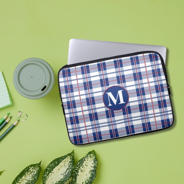 Funda Para Portátil Monograma rojo, blanco y azul (Subido por el creador)