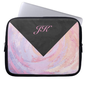 Funda Para Portátil Monograma rosa y negro