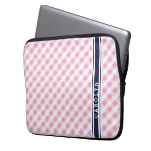 Funda Para Portátil monograma rosado de muy buen gusto elegante del