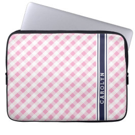 Funda Para Portátil monograma rosado de muy buen gusto elegante del