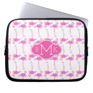 Funda Para Portátil Monograma rosado del modelo el del flamenco