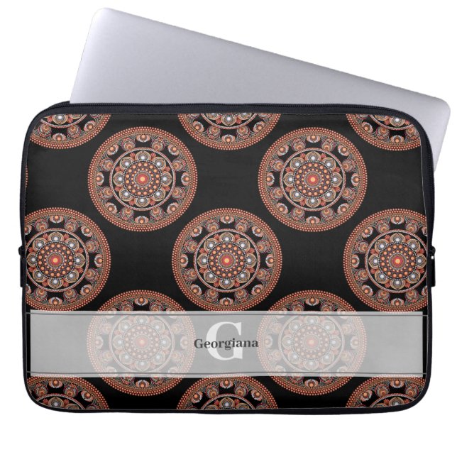 Funda Para Portátil Monograma Safari Sunset Bohemian Polka Dot Mandala (Frente)