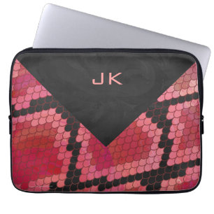 Funda Para Portátil Monograma Snack Impresión negra y roja