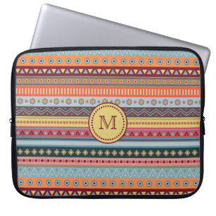 Funda Para Portátil Monograma Tribal Colorful Neoprene Manga para port