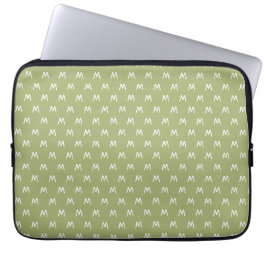 Funda Para Portátil Monograma verde y blanco moderno