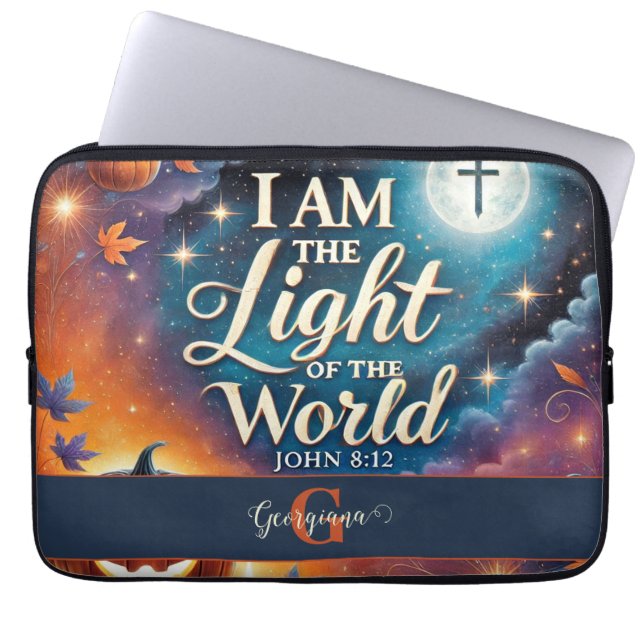 Funda Para Portátil Monograma vibrante biblia cristiana de Halloween v (Frente)