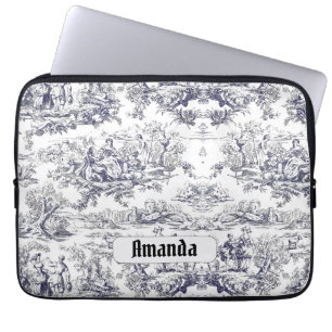 Funda Para Portátil Monograma vintage floral toile de jouy