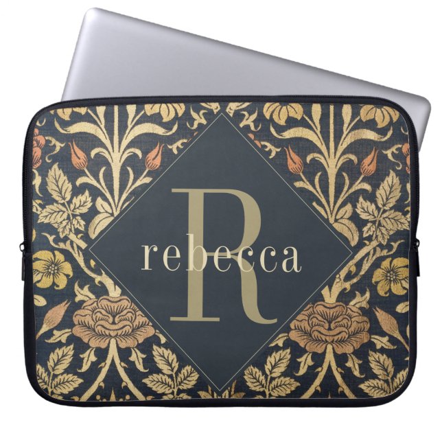 Funda Para Portátil Monograma William Morris de Tapiz de época (Frente)