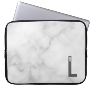 Funda Para Portátil Monograma y nombre modernos en negrita personaliza
