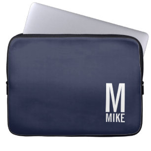Funda Para Portátil Monograma y nombre negrita personalizado moderno