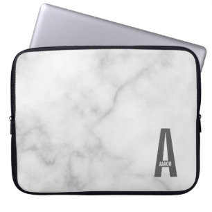Funda Para Portátil Monograma y nombre personalizados en negrita moder