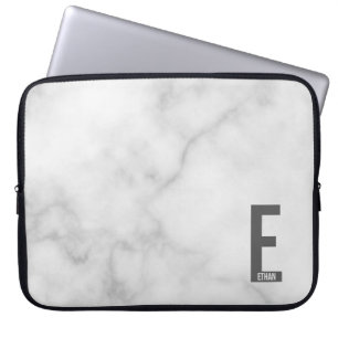 Funda Para Portátil Monograma y nombre personalizados en negrita moder