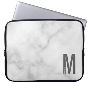 Funda Para Portátil Monograma y nombre personalizados en negrita moder