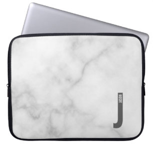Funda Para Portátil Monograma y nombre personalizados en negrita moder