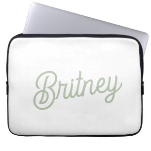 Funda Para Portátil Monograma y nombre personalizados verde sabio mode