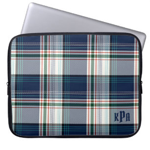 Funda Para Portátil Monogramado Blue & White Multi Thread Plantado