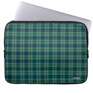 Funda Para Portátil Monogramado del Clan Keith Tartan Green Plaid