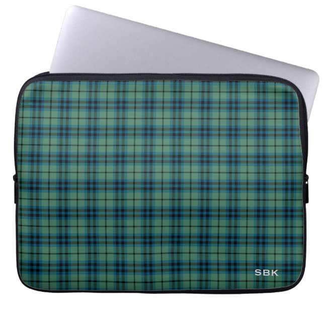 Funda Para Portátil Monogramado del Clan Keith Tartan Green Plaid (Frente)