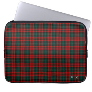 Funda Para Portátil Monogramado del clan Kerr Tartan Red and Green Pla