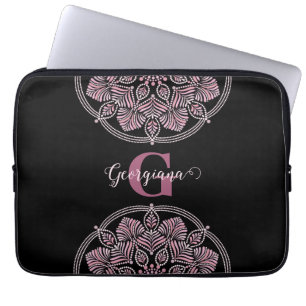 Funda Para Portátil Monogramado Dusky Rosa Fronteras Florales Dot Mand