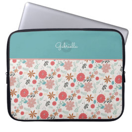 Funda Para Portátil Monogramado floral pintado