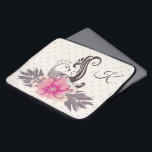 Funda Para Portátil Monogramado moderno de dotty de aves y flores<br><div class="desc">Arte moderno de pájaros y flores en un fondo puntiagudo pastel. Monograma elegante.</div>
