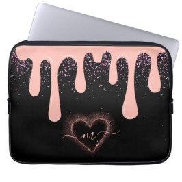 Funda Para Portátil Monogramado Purpurina Girly Rubor Paint Paint Drip
