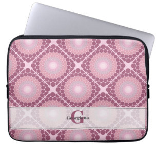 Funda Para Portátil Monogramado Radiante Dusky Rosa Dot Mandala Tiled