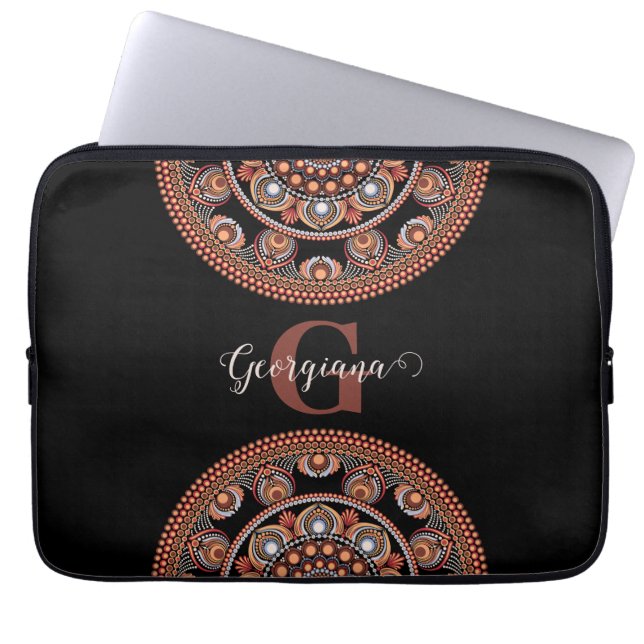 Funda Para Portátil Monogramado Safari Sunset Bohemian Dot Mandala (Frente)