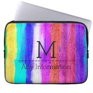 Funda Para Portátil Monomograma #9 de grano de madera moderno colorido