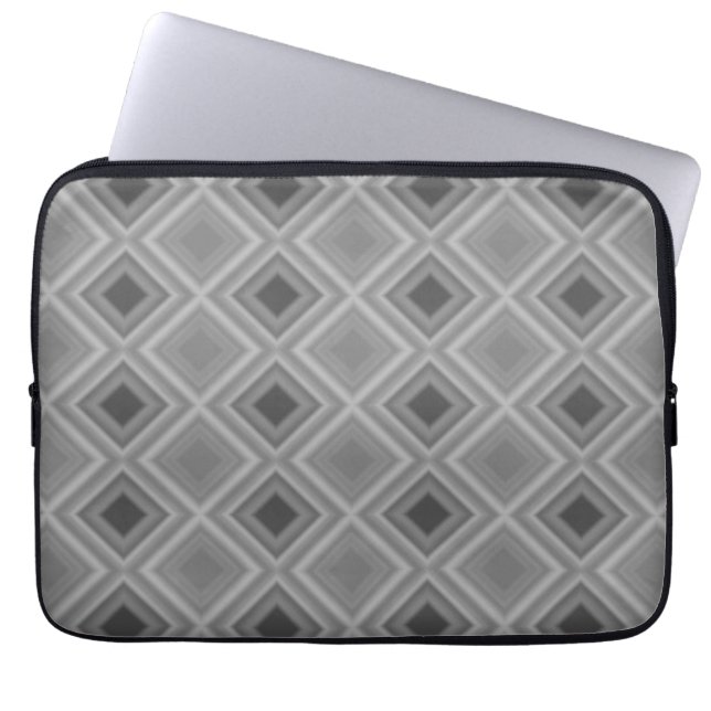 Funda Para Portátil Monotone cuadrado de diamantes Gris negro (Frente)