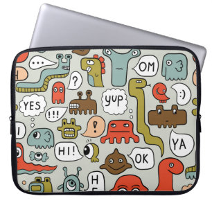 Funda Para Portátil Monstruos de Personalizados amables: fondo sin inc