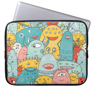 Funda Para Portátil monstruos lindos multitudes sin costura patrón al