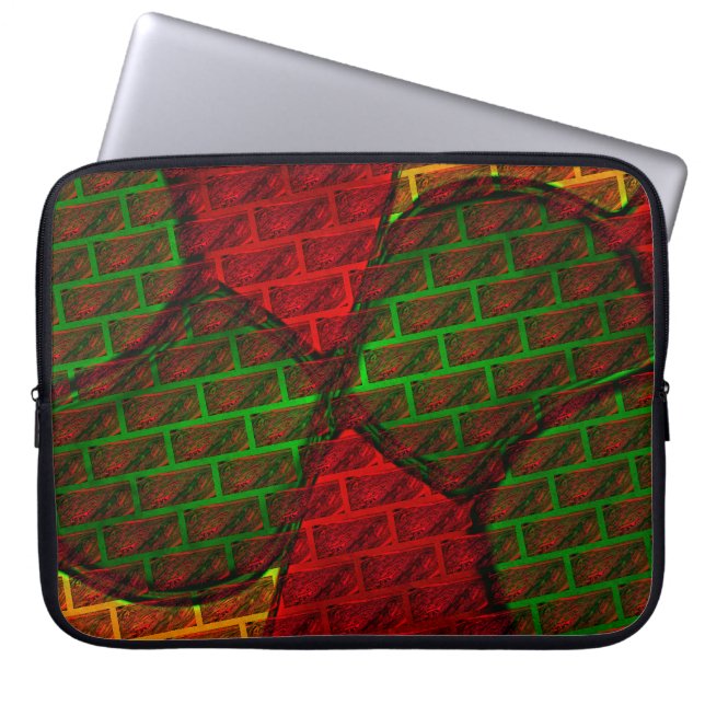 Funda Para Portátil Montaje de imágenes diferentes, ladrillo, rojo, ve (Frente)