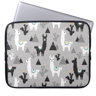 Funda Para Portátil Montañas de cactus de Llama, patrón sin fisuras.