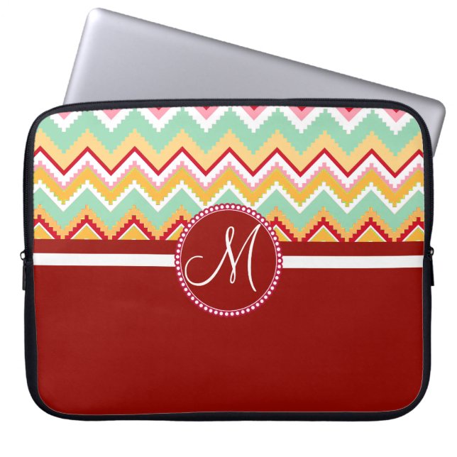 Funda Para Portátil Montañas Tribales Aztec Andes Chevron Fiesta ZigZa (Frente)